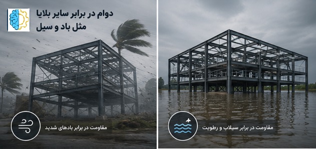 اسکلت فلزی در برابر باد و سیل